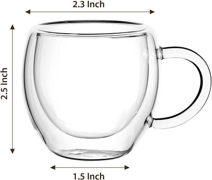 Espresso Cups Set of 2 With Handle, 2.5oz Clear Expresso Shots Cup, Espresso - Image 2
