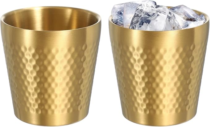 uxcell 2 Pcs Stainless Steel Cups, 6oz/175ml Metal Cups Diamond Textured by uxcell