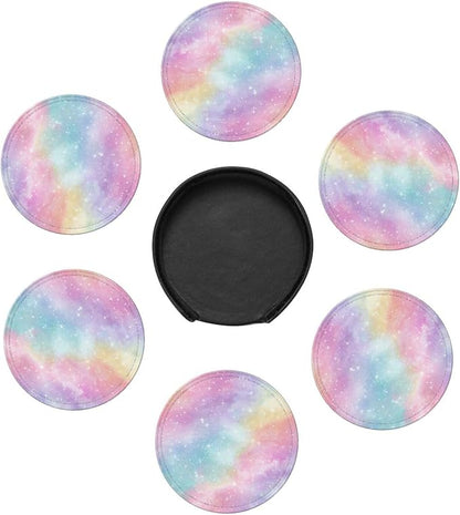Colorful Rainbow Leather Coasters Set of 6 - Image 7