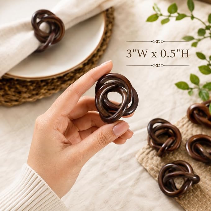 ALPHA Living HOME Wooden Napkin Rings Set of 12 - Image 4
