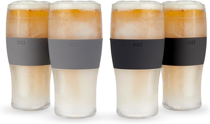 HOST Freeze Beer Glasses, 16 ounce Freezer Gel Chiller Double Wall Plastic by HOST