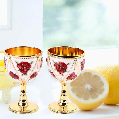 2 Pcs Vintage Metal Wine Cups, Alloy Embossed Mini Goblets, 2.76 x 1.69 in - Image 6