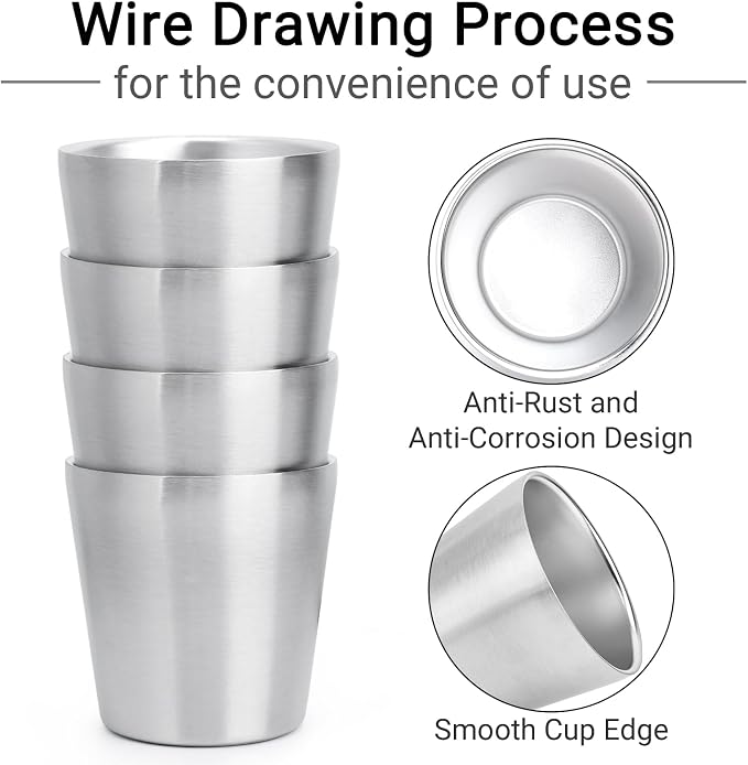 Beasea Stainless Steel Cups 6 oz, 4 Pack Small Stainless Steel Tumbler Bulk - Image 4