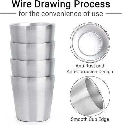 Beasea Stainless Steel Cups 6 oz, 4 Pack Small Stainless Steel Tumbler Bulk - Image 4