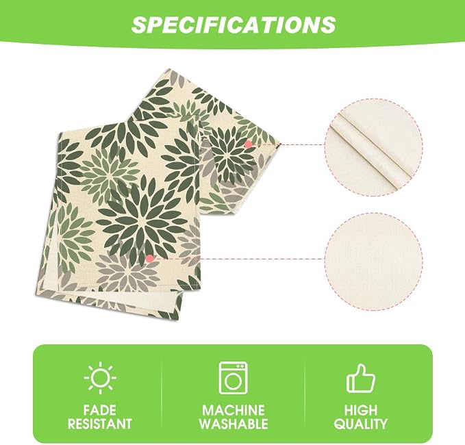 Artoid Mode Green Dahlia Aqua Floral Pinnata Flower Table Runner, Seasonal - Image 5