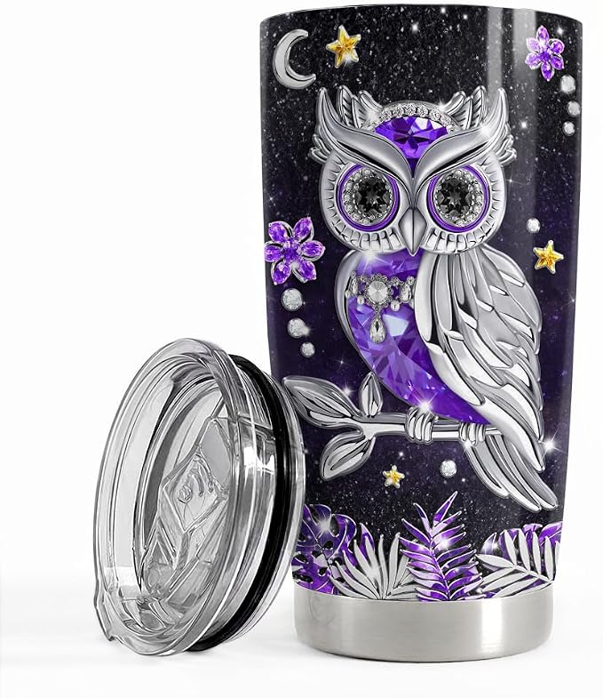 SANDJEST Owl Tumbler 20oz Jewelry Drawings Stainless Steel Insulated Tumblers by SANDJEST