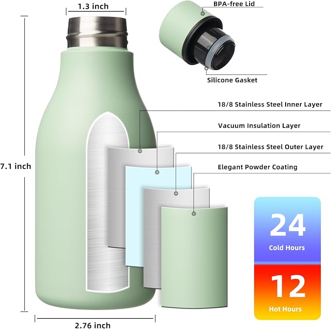 BJPKPK 12oz Insulated Water Bottle, Stainless Steel Bottle - Image 3
