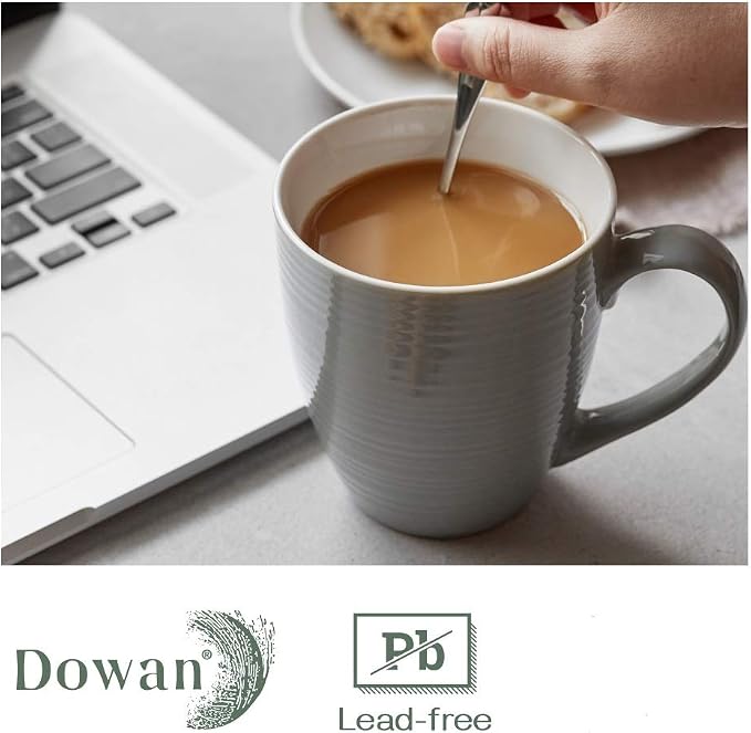 DOWAN Coffee Mugs, 17 Oz Coffee Mug Set of 6, Corrugated Tea Mugs - Image 4