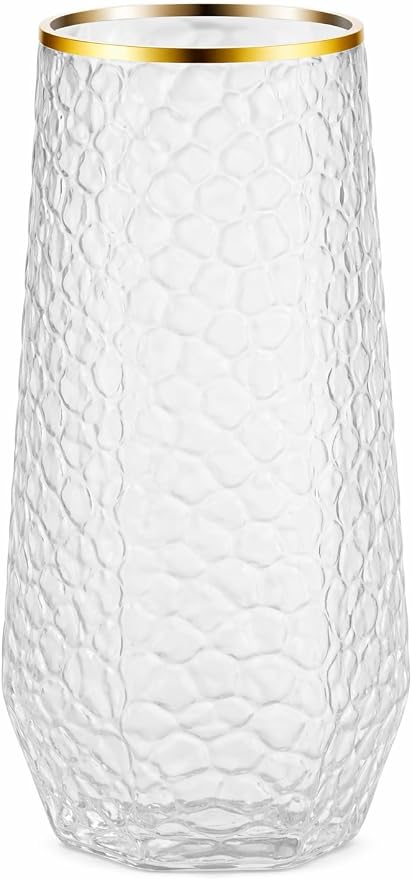 Oojami 48 Pack Plastic Champagne Flutes Stemless 9oz & 12oz Gold Rim Ribbed | - Image 8