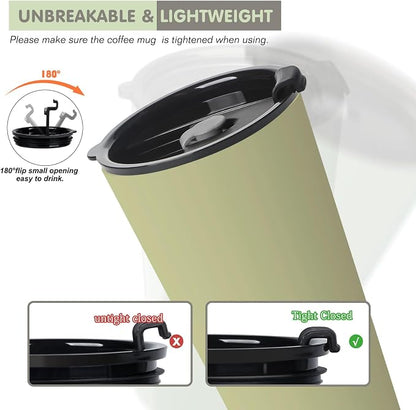 Greentainer 4 Pack Plastic Travel Coffee Mug Set, 20 oz Spill Proof Drinking - Image 5