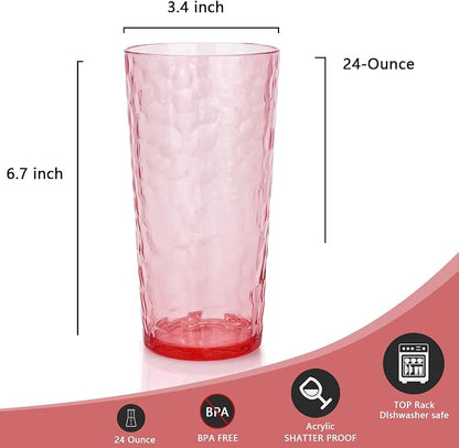 Yalin 24-Ounce Plastic Tumbler Acrylic Drinking Glasses, Reusable Plastic Cups - Image 4
