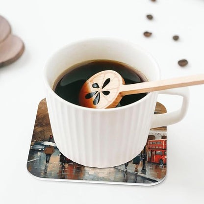 4Pcs Leather Coaster for Drinks London Impression Cup Coasters Aesthetic Drink - Image 5