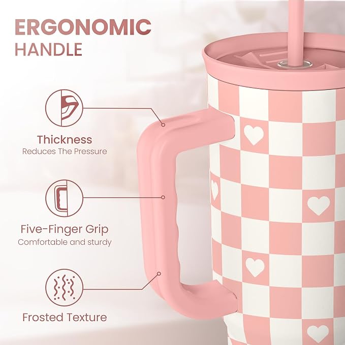 40oz Checkered and Heart Tumbler - Image 3