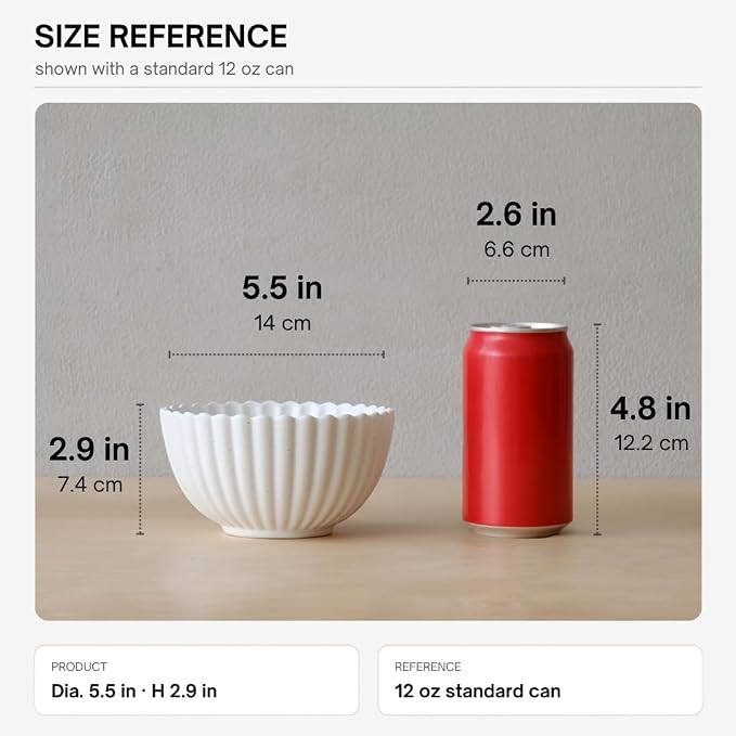 WENSHUO Small Ceramic Bowls, Daisy-Shaped, 5.5 in, Nacre White | 17 oz - Image 2