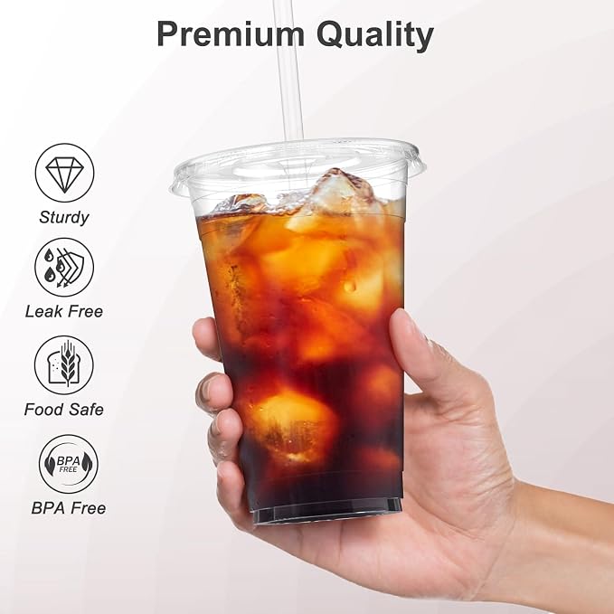 Dealusy 100 Pack - 24 oz Clear Plastic Cups - Image 3