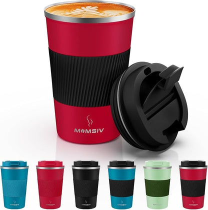 MOMSIV 12oz Travel Coffee Mug, Insulated Coffee Cup by MOMSIV
