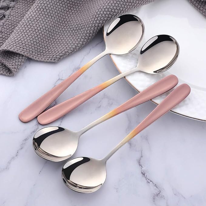 Buyer Star Bouillon Spoon Sets, 7-Inch Round Soup Spoons, Stainless Steel - Image 6