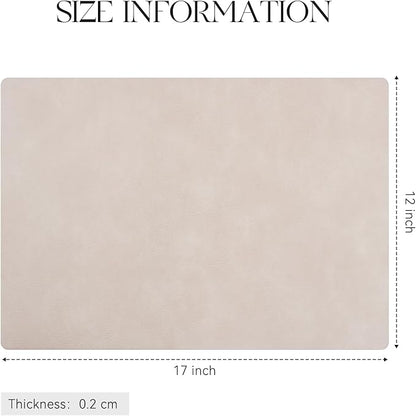 MOSAYT Vinyl Placemats Set of 8-12 X 17 Inch - Faux Leather 100% Waterproof Oil-Proof Wipeable PU Place Mats, Heat Resistant Reversible Table Mats for Kitchen, Dining, Outdoor (Beige)