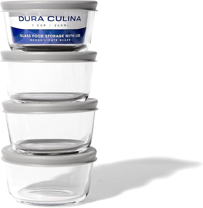 8-Piece Glass Food Storage Containers Set | 1-Cup, Leakproof | Microwave - Image 5