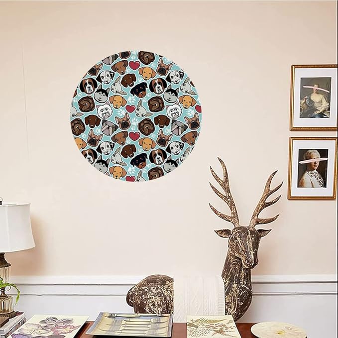 Ceramic Plates, Dog Lover Decorative Ceramic Plates, Canine Breeds Bulldog Chihuahua Siberians and Retriever, 10 Inch, Household Plates Decorative, Multicolor