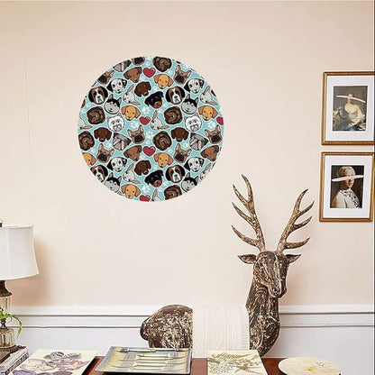 Decorative Plates, Dog Lover Print Ornament, Canine Breeds Bulldog Chihuahua Siberians and Retriever, 8 Inch, Kitchen Wall Decor, Multicolor