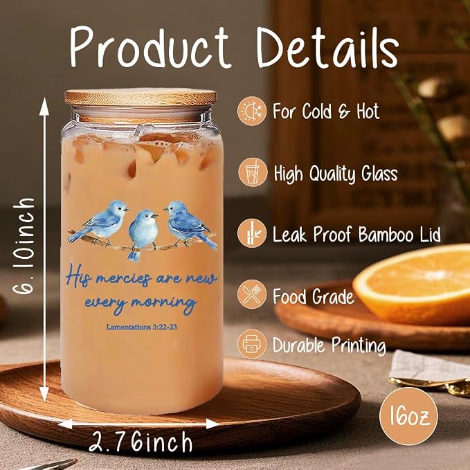 Inspirational Christian 16oz Glass Cup - Image 2