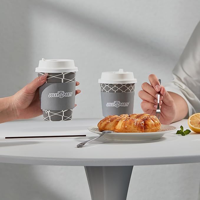 JOLLY PARTY 12 oz Paper Coffee Cups, Disposable Coffee Cups - Image 7