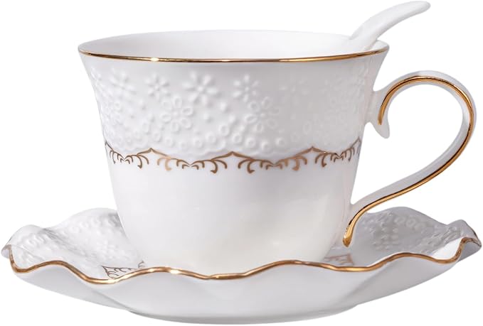 Tea Cup and Saucer Set for 1, 6.8 Oz | Coffee Cup by Unknown