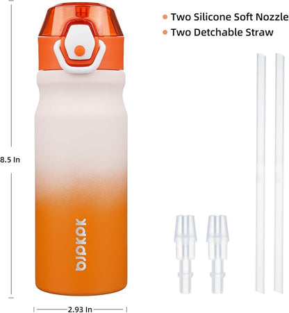 BJPKPK 18 oz Water Bottle with Straw & Handle, Insulated Stainless Flask | Leak - Image 4