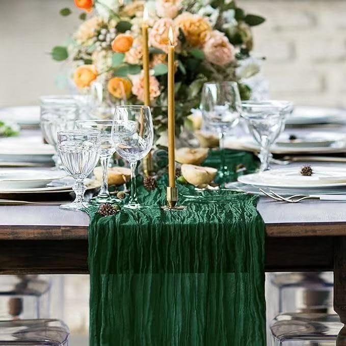 6Pack Emerald Green Cheesecloth Table Runner 17x108 inch Sheer Table Runner | - Image 2