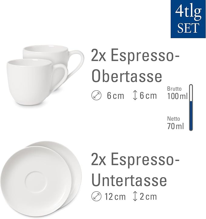Villeroy & Boch For Me Espresso Cup & Saucer : Set of 2, Premium Porcelain - Image 3