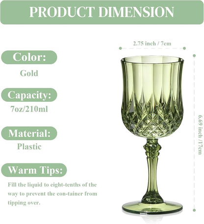 XUWAIDSGN 24 Pcs 7oz Plastic Vintage Wine Glasses Drinking Glasses Unbreakable - Image 2