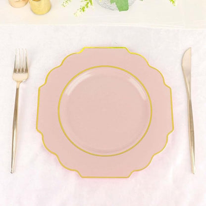 Blush Hard Plastic Dessert Plates, 50 Pack 8" Disposable Round Baroque Plates - Image 7