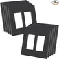 AIDA 2-Gang Decorative Wall Plates, 4.88" H x 4.94" L - Unbreakable Thermoplastic Faceplate Cover for Outlets and Switches, UL Listed - (10 Pack, Matte Black)