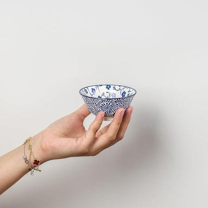 Selamica Ceramic Mini Bowl Set, 4 oz Dipping Bowls for Snack Side Dishes Condiment, Set of 6, Vintage Blue