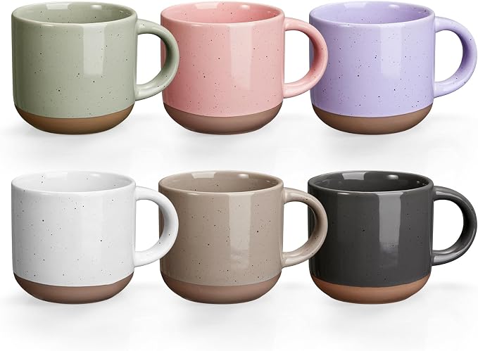 Gencywe® Morandi Color Ceramic Mini Espresso Cups Set of 6, 5 oz Expresso Mugs by Gencywe