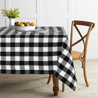 ShinyBeauty Checked Tablecloth Rectangle 54x80-Inch Black and White Buffalo - Image 3