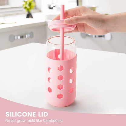 Mrsdry 20 oz Glass Cups with Lids and Straws - Image 7