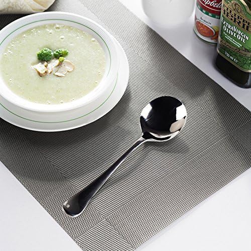 Soup Spoons, Wholesale Spoons Silverware, Round Stainless Steel Spoon Set of 8 - Image 5