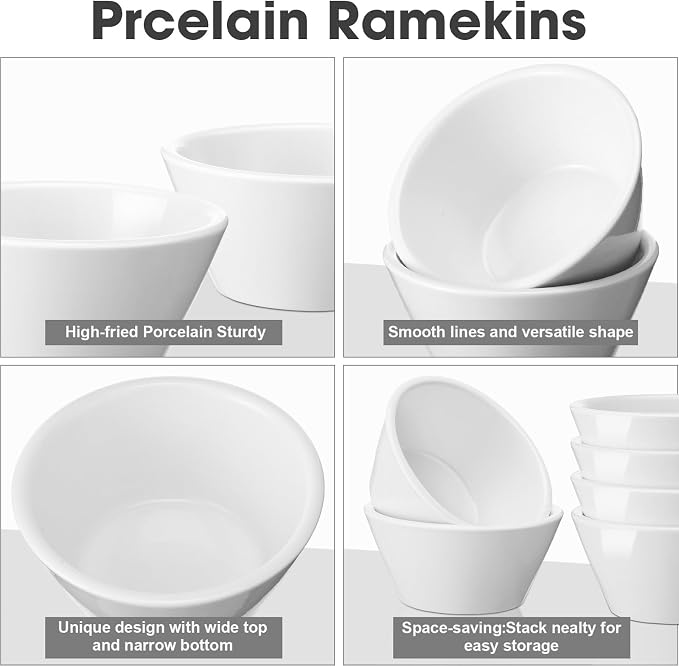 24 Pcs 8 oz Porcelain Bowls Small Dessert Bowls Porcelain Broth Cups Soup - Image 3