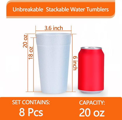 Homestockplus 【Set of 8】 20 Oz Tumbler Cups, Unbreakable Drinking Cups - Image 3