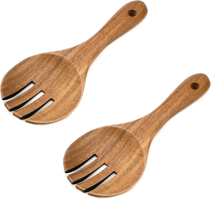 MY MIRONEY 2PCS Acacia Salad Forks | Wooden Salad Server 7.48" Wood Claws by MYMIRONEY