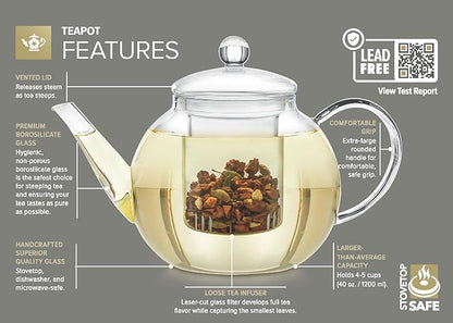 Teabloom Stovetop & Microwave Safe Glass Teapot - Image 4