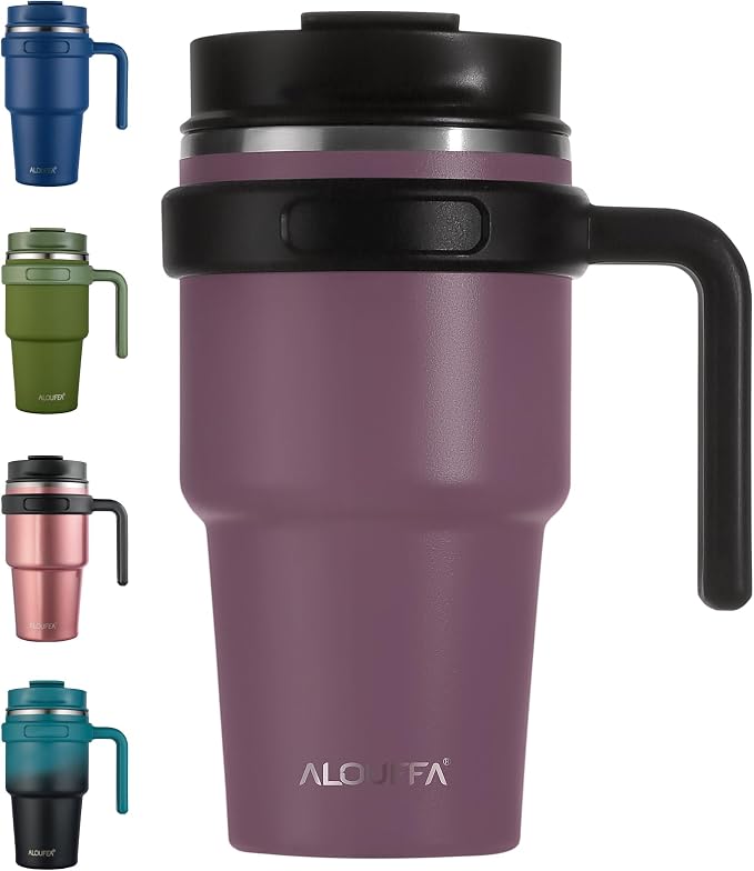 20 oz Insulated Travel Coffee Mug Tumbler by ALOUFEA