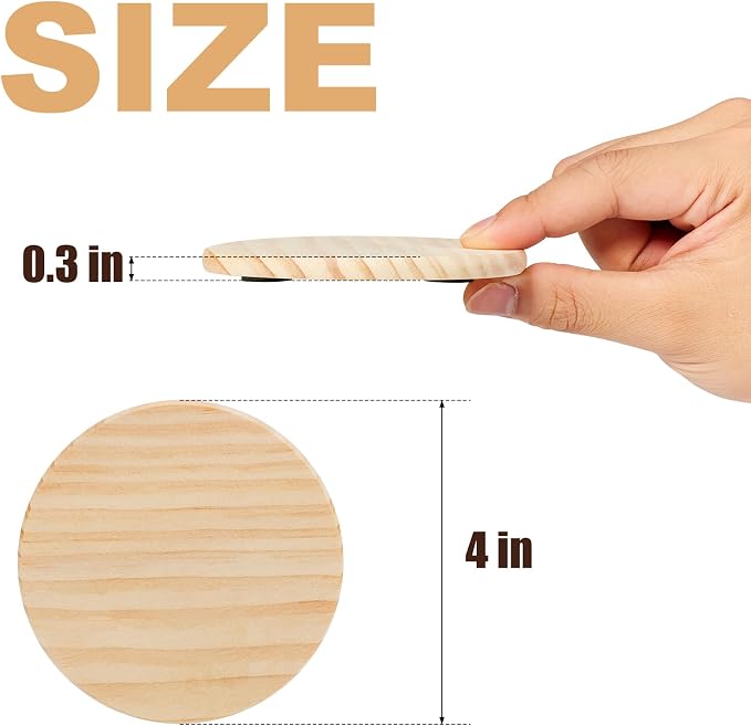 46Pcs Unfinished Wood Coasters-4" Unfinished Natural Wood Slices - Image 2