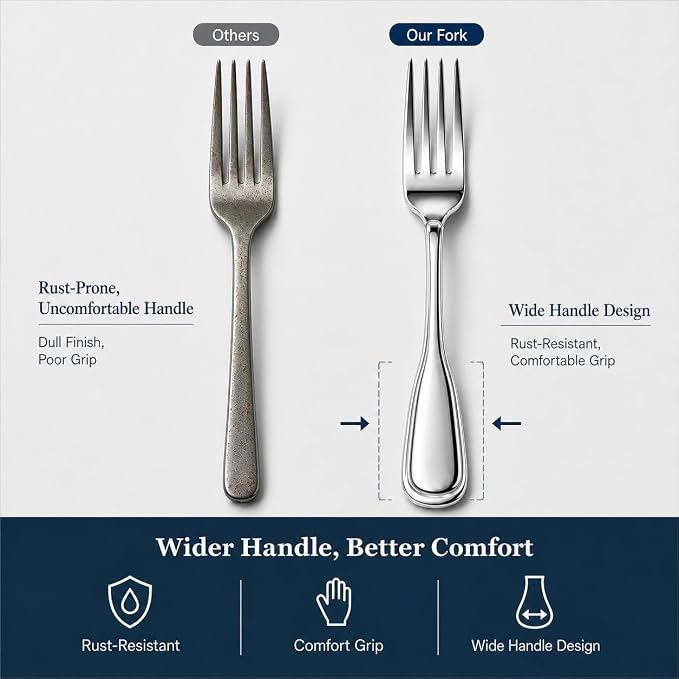 Silverware Set for 8, 40 Piece Utensils Stainless Steel Flatware Set | Boston - Image 3