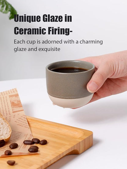 INGOFIN Ceramic Espresso Cup Set of 4-4.2 oz Espresso Cup - Image 6