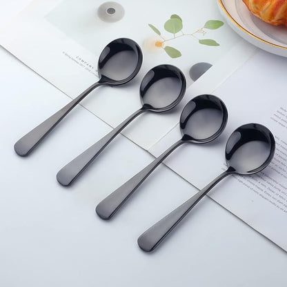 Broth Round Spoon Set, 12 Piece Reusable Stainless Steel Dinner Table Cereal - Image 9