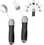 Weighted & Swivel Adaptive Utensils for Hand Tremors,Parkinson‘s - Comfort Grip Silverware Set, Eating Aids for Arthritis, Elderly & Weak Hands (Spoon & Fork)