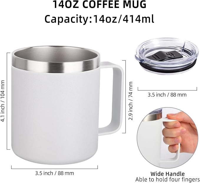 Volhoply 14oz Insulated Stainless Steel Coffee Mug - Image 2